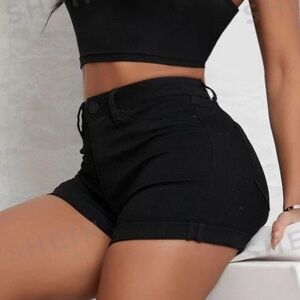 SHEIN SVY Curvy High Waist Denim Shorts
